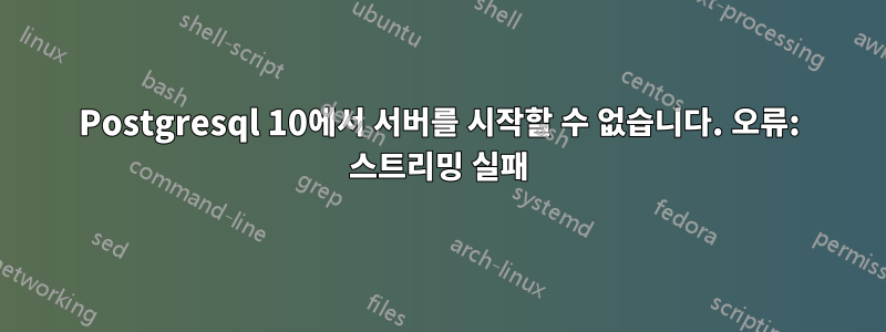 Postgresql 10에서 서버를 시작할 수 없습니다. 오류: 스트리밍 실패