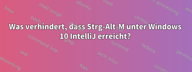 Was verhindert, dass Strg-Alt-M unter Windows 10 IntelliJ erreicht?