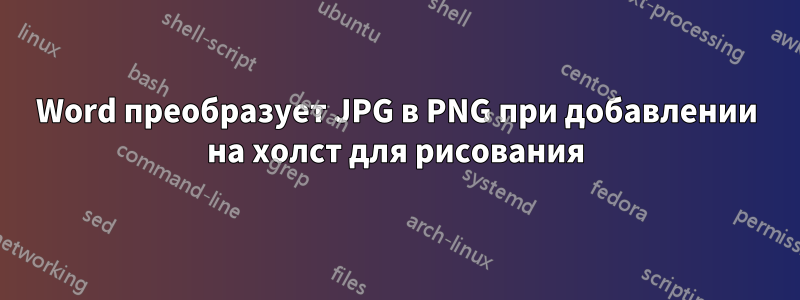 Word преобразует JPG в PNG при добавлении на холст для рисования