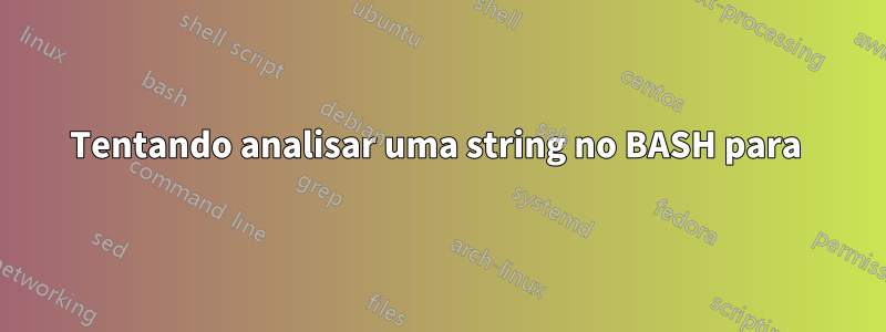 Tentando analisar uma string no BASH para 