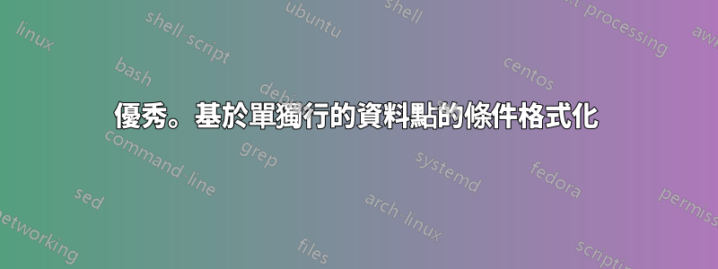 優秀。基於單獨行的資料點的條件格式化