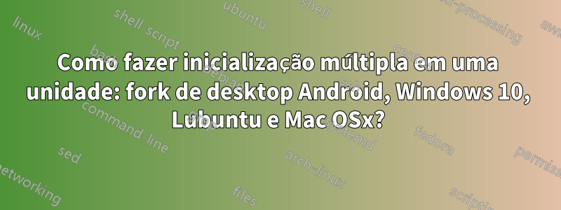 Como fazer inicialização múltipla em uma unidade: fork de desktop Android, Windows 10, Lubuntu e Mac OSx?