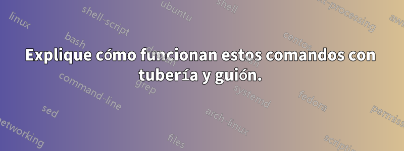 Explique cómo funcionan estos comandos con tubería y guión.