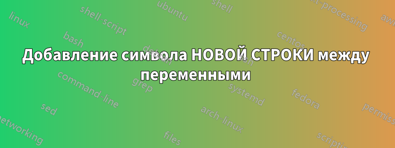 Добавление символа НОВОЙ СТРОКИ между переменными