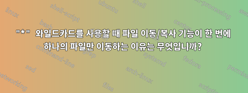 "*" 와일드카드를 사용할 때 파일 이동/복사 기능이 한 번에 하나의 파일만 이동하는 이유는 무엇입니까?