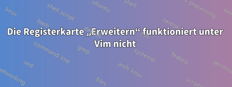 Die Registerkarte „Erweitern“ funktioniert unter Vim nicht