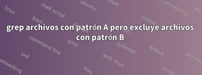 grep archivos con patrón A pero excluye archivos con patrón B