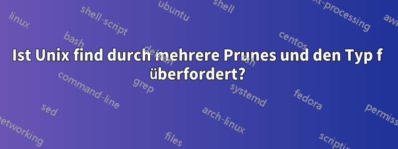 Ist Unix find durch mehrere Prunes und den Typ f überfordert?
