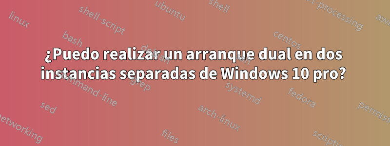 ¿Puedo realizar un arranque dual en dos instancias separadas de Windows 10 pro?