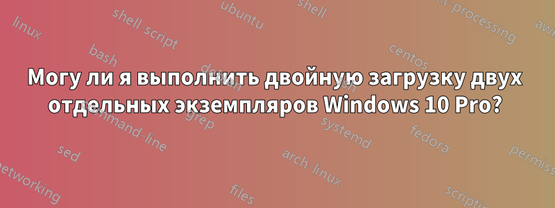 Могу ли я выполнить двойную загрузку двух отдельных экземпляров Windows 10 Pro?