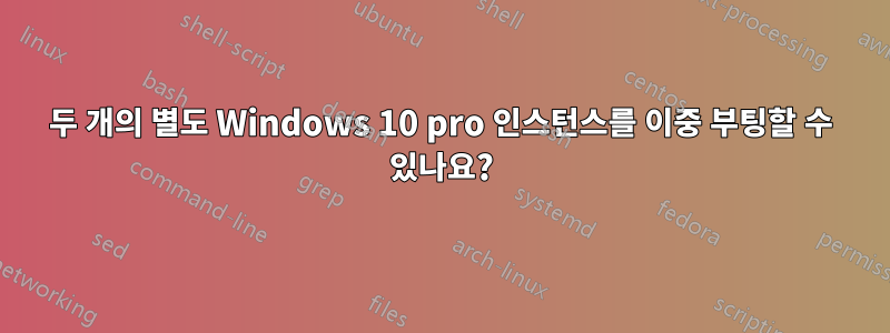두 개의 별도 Windows 10 pro 인스턴스를 이중 부팅할 수 있나요?