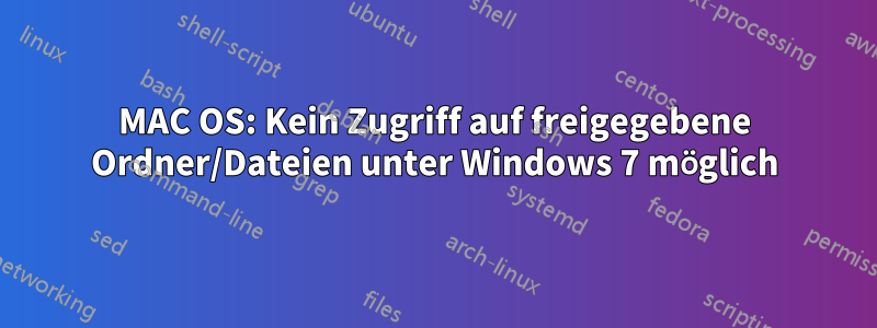 MAC OS: Kein Zugriff auf freigegebene Ordner/Dateien unter Windows 7 möglich