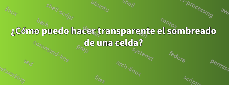 ¿Cómo puedo hacer transparente el sombreado de una celda?