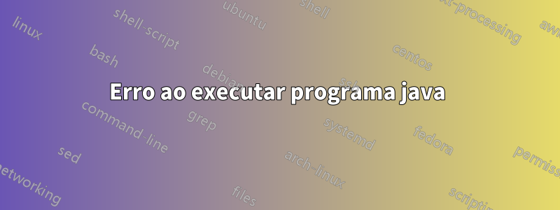 Erro ao executar programa java