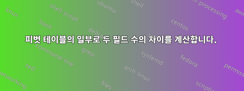 피벗 테이블의 일부로 두 필드 수의 차이를 계산합니다.