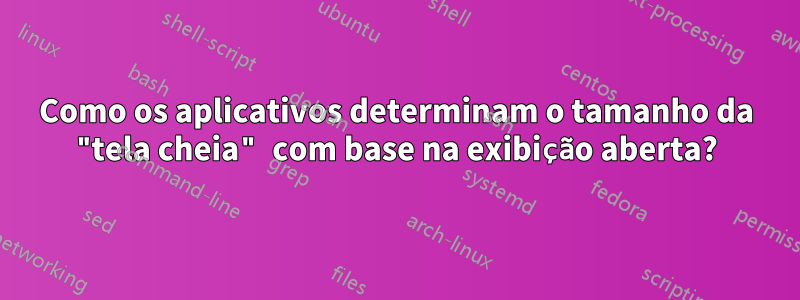 Como os aplicativos determinam o tamanho da "tela cheia" com base na exibição aberta?