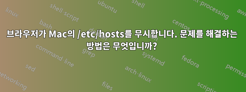 브라우저가 Mac의 /etc/hosts를 무시합니다. 문제를 해결하는 방법은 무엇입니까?