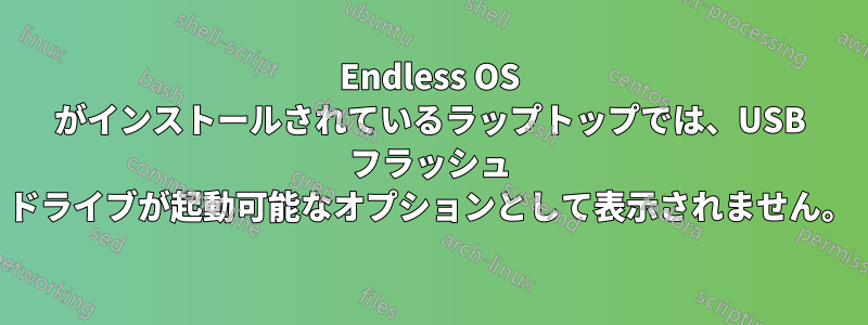 Endless OS がインストールされているラップトップでは、USB フラッシュ ドライブが起動可能なオプションとして表示されません。