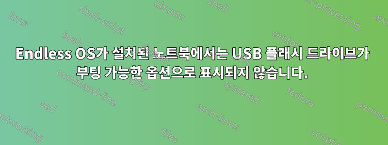 Endless OS가 설치된 노트북에서는 USB 플래시 드라이브가 부팅 가능한 옵션으로 표시되지 않습니다.