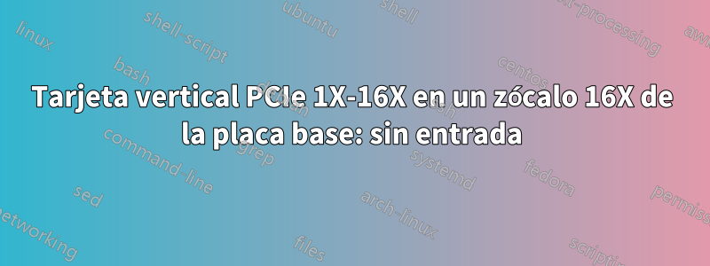 Tarjeta vertical PCIe 1X-16X en un zócalo 16X de la placa base: sin entrada