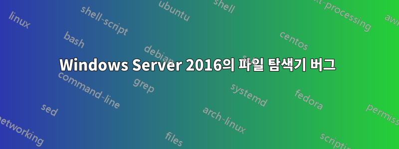 Windows Server 2016의 파일 탐색기 버그