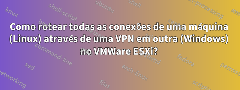 Como rotear todas as conexões de uma máquina (Linux) através de uma VPN em outra (Windows) no VMWare ESXi?