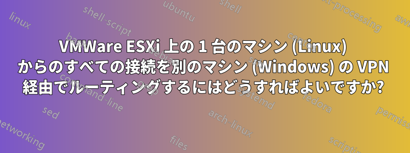 VMWare ESXi 上の 1 台のマシン (Linux) からのすべての接続を別のマシン (Windows) の VPN 経由でルーティングするにはどうすればよいですか?