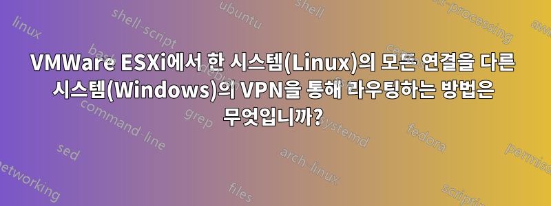 VMWare ESXi에서 한 시스템(Linux)의 모든 연결을 다른 시스템(Windows)의 VPN을 통해 라우팅하는 방법은 무엇입니까?