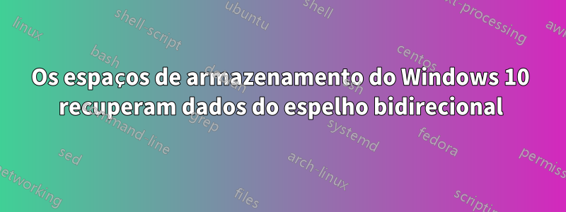 Os espaços de armazenamento do Windows 10 recuperam dados do espelho bidirecional