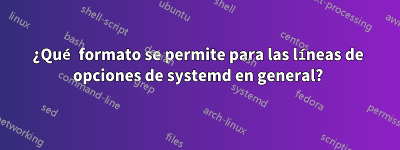 ¿Qué formato se permite para las líneas de opciones de systemd en general?