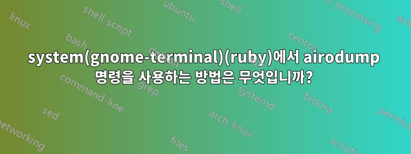 system(gnome-terminal)(ruby)에서 airodump 명령을 사용하는 방법은 무엇입니까?