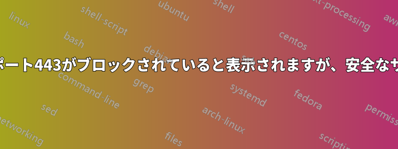 ポートサイトを確認すると、ポート443がブロックされていると表示されますが、安全なサイトにはアクセスできます。