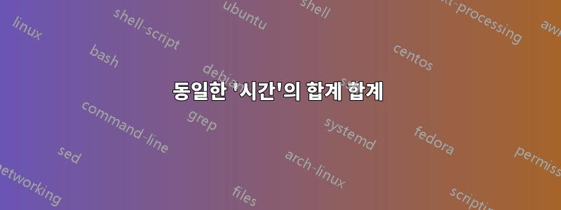 동일한 '시간'의 합계 합계