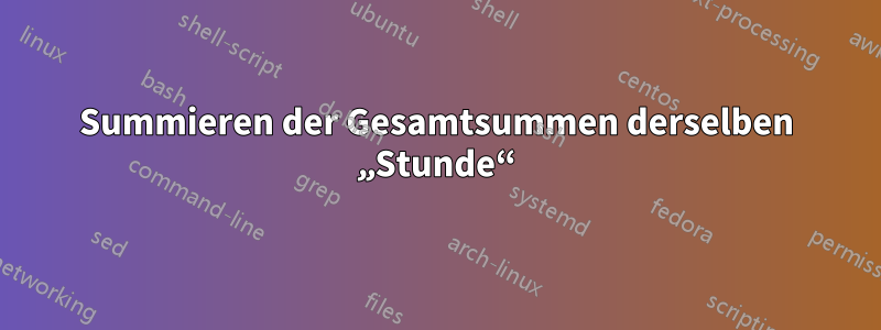 Summieren der Gesamtsummen derselben „Stunde“