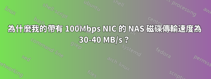 為什麼我的帶有 100Mbps NIC 的 NAS 磁碟傳輸速度為 30-40 MB/s？