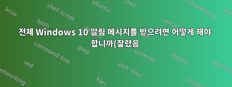 전체 Windows 10 알림 메시지를 받으려면 어떻게 해야 합니까(잘렸음)?