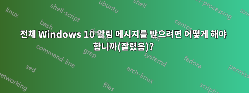 전체 Windows 10 알림 메시지를 받으려면 어떻게 해야 합니까(잘렸음)?