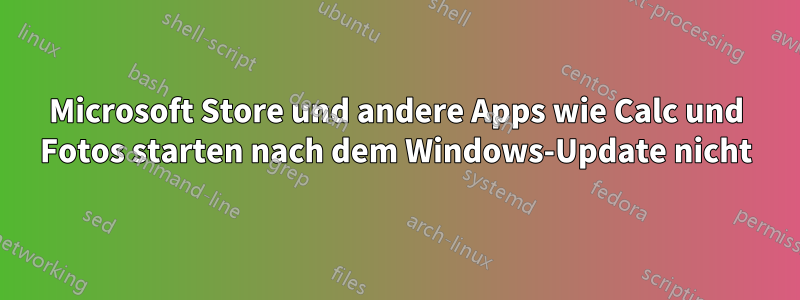 Microsoft Store und andere Apps wie Calc und Fotos starten nach dem Windows-Update nicht