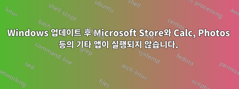 Windows 업데이트 후 Microsoft Store와 Calc, Photos 등의 기타 앱이 실행되지 않습니다.