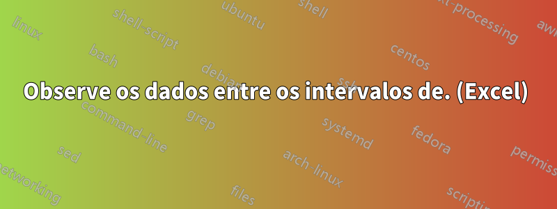 Observe os dados entre os intervalos de. (Excel)