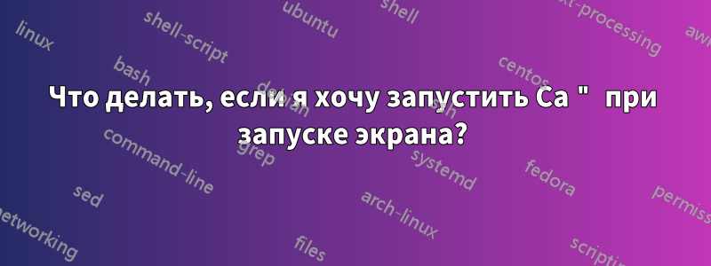 Что делать, если я хочу запустить Ca " при запуске экрана?