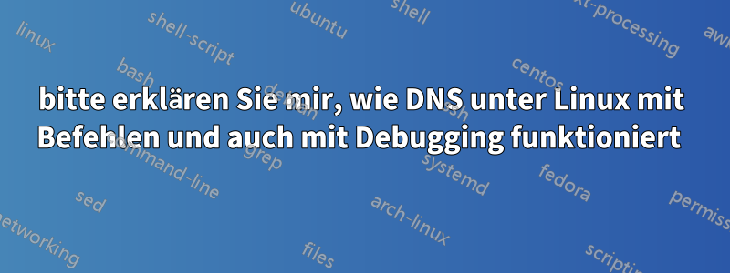 bitte erklären Sie mir, wie DNS unter Linux mit Befehlen und auch mit Debugging funktioniert 