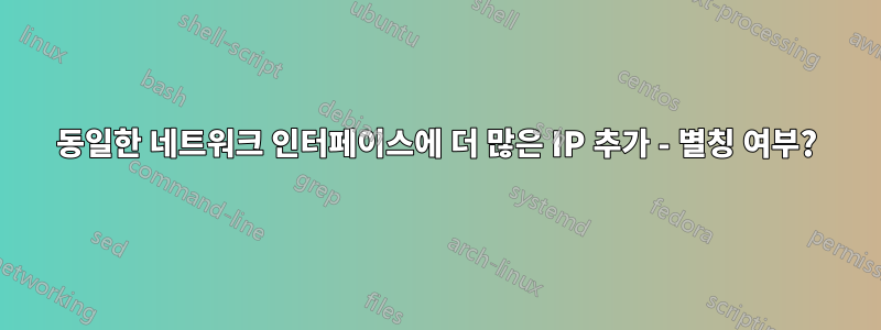 동일한 네트워크 인터페이스에 더 많은 IP 추가 - 별칭 여부?