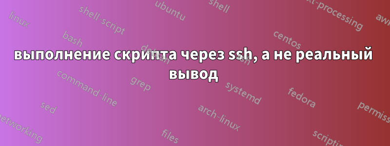 выполнение скрипта через ssh, а не реальный вывод