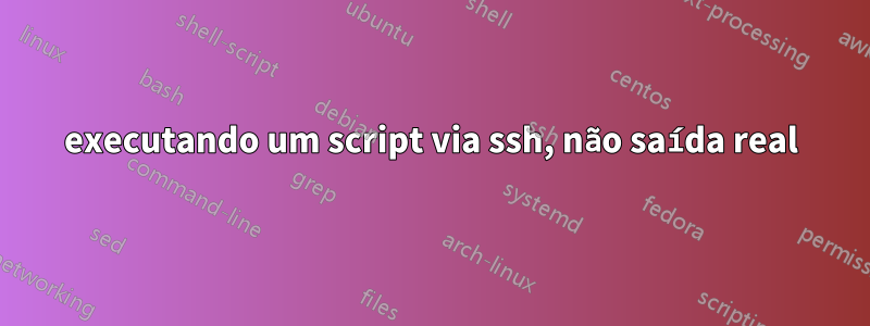 executando um script via ssh, não saída real