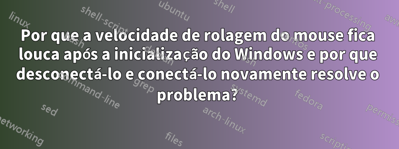 Por que a velocidade de rolagem do mouse fica louca após a inicialização do Windows e por que desconectá-lo e conectá-lo novamente resolve o problema?