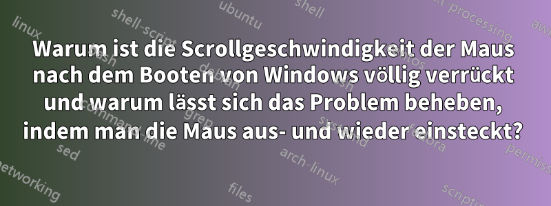 Warum ist die Scrollgeschwindigkeit der Maus nach dem Booten von Windows völlig verrückt und warum lässt sich das Problem beheben, indem man die Maus aus- und wieder einsteckt?