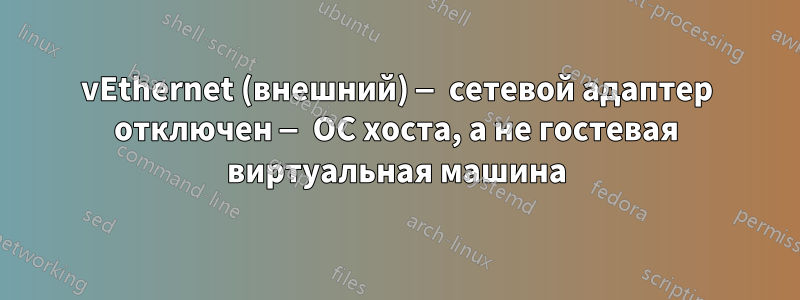 vEthernet (внешний) — сетевой адаптер отключен — ОС хоста, а не гостевая виртуальная машина