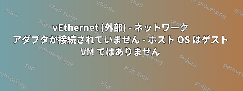 vEthernet (外部) - ネットワーク アダプタが接続されていません - ホスト OS はゲスト VM ではありません