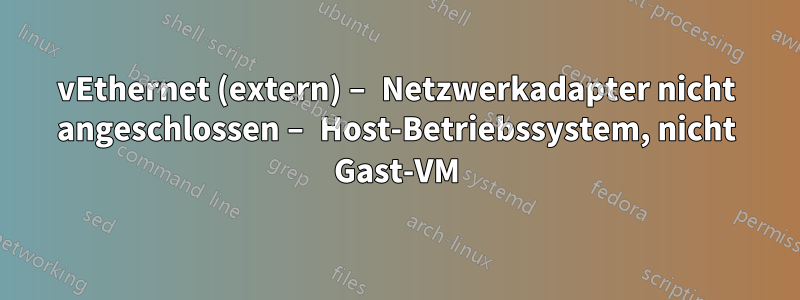 vEthernet (extern) – Netzwerkadapter nicht angeschlossen – Host-Betriebssystem, nicht Gast-VM